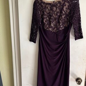 R&M Richards Deep Purple Sequin Lace Gown